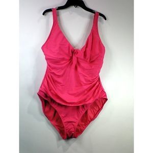 Lauren Ralph Lauren Front-Tie Underwire Tummy-Control One-Piece, Pink, Size 14